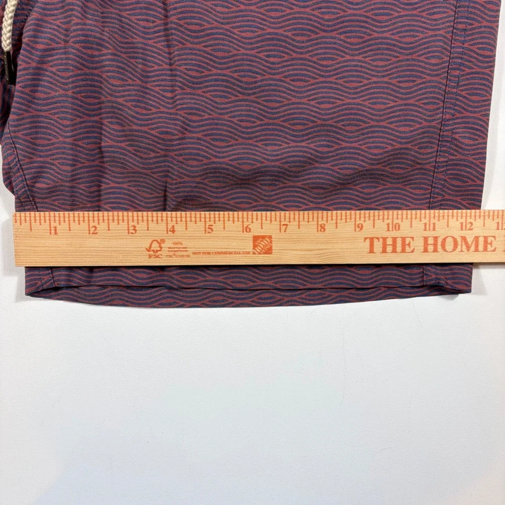 Fair Harbor Swim Shorts Mens Large Wave Pattern Recycled Polyester Red Blue
